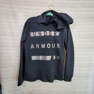 UNDER ARMOUR BLACK HOODIE W SILVER FOIL GRAPHIC DETAILS, SZ LARGE